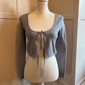 light blue front tie top